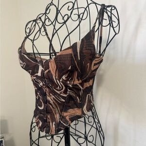 White Fox Boutique Brown Swirl Crop Top